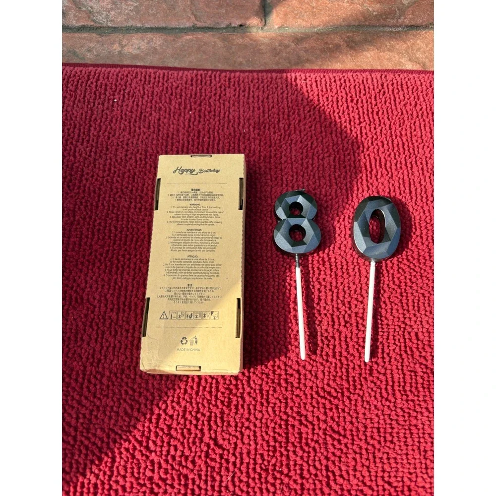80 Birthday Candle Black Number Eighty Cake Topper Party Decoration Soy Wax
